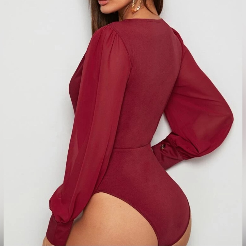 Long sleeve Bodysuit size medium color burgundy - Picture 4 of 8